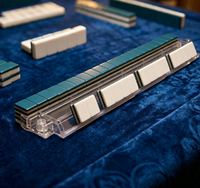 Set Mahjong Amerika Motif Merak Artisan 166 Ubin Mahjong Melamin Dua Warna Klasik Permainan Papan Barat untuk Keluarga