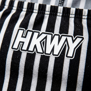 2026 Trendy Women's Black and White Striped 2 Piece Set Y2K Aesthetic Tube <b>Top</b> and Mini Shorts Sports Set with Custom Logo - Product Image 5