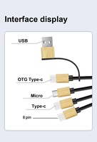 Logo lumineux Câble de charge rapide 4 en 1 Charge rapide 2.4A Nylon tressé Adaptateur de chargeur de téléphone Chargeur de téléphone de type C avec porte-clés