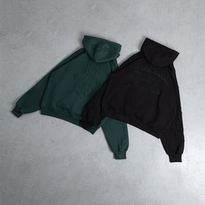 Sudadera con capucha con relieve sólido informal French Terry Heavyweight Oversized Unisex Custom Relieve Sudadera con capucha Fabricantes de ropa - Product Image 5