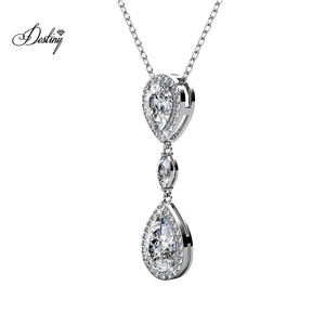 Delicato Ciondolo Vintage Layla Daisini Impreziosito da Cristalli <span class=keywords><strong>Swarovski</strong></span> Gioielli in Argento Sterling / Ottone <span class=keywords><strong>Collana</strong></span> - Product Image 3