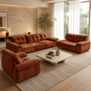 Sofá Seccional Modular Moderno de 3 Plazas con Asientos Profundos de Tela y Cojines Suaves Reclinables - Uso en Almacenes y Villas - Garantía de 3 Años QMX-8129 #   QMX- - Product Image 1