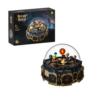 T1123 Sistema Solar Eléctrico Giratorio de Bloques de Construcción, Caja de Música con Luces, DIY, Educación Científica, Adornos Espaciales, Juguetes de Plástico, Regalos, 14 - Product Image 1