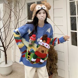OEM ODM 3D Elk <span class=keywords><strong>Pull</strong></span> Pulls Personnalisé Acrylique Couple Femmes Lâche Épais Vintage <span class=keywords><strong>Moche</strong></span> Noël Haut En Tricot - Product Image 4