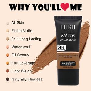 Fond de teint correcteur vegan à presser, maquillage naturel pour le visage, couvrance totale, imperméable, longue durée, liquide, marque privée, mat, foncé - Product Image 3