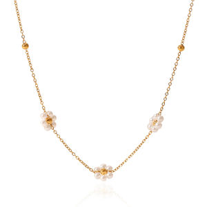 Collar de cuentas de perlas de agua dulce delicadas, joyería para mujer, collar de cadena fina de acero inoxidable chapado en oro de 18 quilates a la moda para mujer - Product Image 5