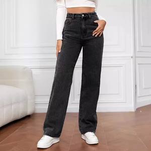 I-0582 modische gerade Jeans hose Damen lange Hosen gewaschen blau hohe Taille Mode lässig Hot Sale Wide Leg Jeans - Product Image 3