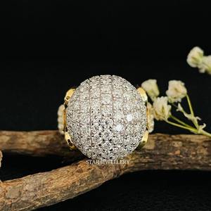 Anillo de Compromiso de Oro Sólido de 14K con Esfera de Diamantes Pavé para Mujer, Diseño Cristiano Minimalista - Product Image 3