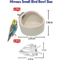 Bol à nourriture pour oiseaux en céramique, motif uni arrondi, support suspendu pour cage, pour perroquets, perruches, pinsons et agapornis
