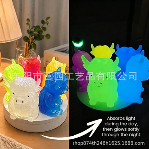 Highland Cow <b>Night</b> <b>Light</b> Resin Figurine Multicolored LED Tap Control Battery Powered Decor For Bedroom Or Kids Room - Product Image 3