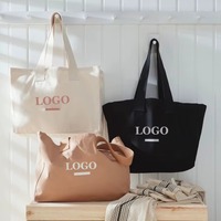 Sac fourre-tout en toile de coton grand format personnalisé, écologique, avec poignées en corde, recyclable, réutilisable, logo imprimé, idéal pour les courses - Offre Spéciale