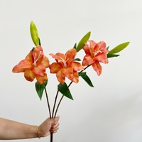 Künstliche Doppelblüten-Lilien, Kunstblumen, Realistische Touch-Blumen, Heim- und Hochzeitsdekoration Blumenarrangement-Zubehör
