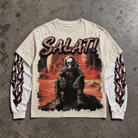 T-shirt Streetwear personnalisé avec impression DGT, en coton vintage, déchiré, double couche, sans manches, effet usé, lavage à l'acide, pour hommes
