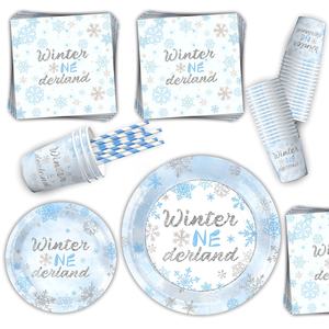 Vaisselle et décorations de fête à thème de flocon de neige Assiettes en papier du monde de la neige Accessoires de tasses pour le divertissement de fête - Product Image 2