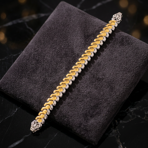 925 Sterling Silver Two Tone Gold Plated V Shape Link Chain Bracelet Stylish Modern Hand Chain Jewelry <b>Men</b> Wholesale Gift - Product Image 2
