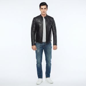 Blouson universitaire en cuir véritable de haute qualité au design populaire pour hommes, respirant, durable, pour l'automne, style motard, prix de gros, personnalisable - Product Image 1