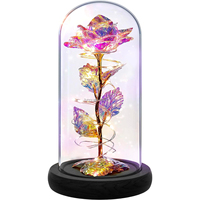 Petit nouveau dôme en verre fleur artificielle LED Galaxy Rose pour la promotion des affaires de Noël paquet de boîte-cadeau d'anniversaire pour petit ami