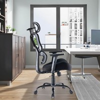 Chaise de bureau au design moderne avec soutien lombaire, accoudoirs pivotants réglables et siège coulissant 5D, chaise de conférence en tissu maillé
