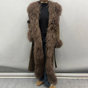 जानको कश्मीरी ऊन कोट असली मोंगोलियन फर कफ़ लक्जरी कस्टम लंबी ऊन कोट महिलाओं - Product Image 2