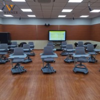 Chaise de formation moderne pliable en plastique, pivotante à 360 degrés, durable et mobile, pour étudiants, vente en gros d'usine