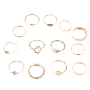 Juego de Anillos de Moda con Ópalo, Diseño de Estrella, Luna y Corona, Anillo de Cóctel, Joyería para Mujer, Regalo, Juego de 13 Piezas - Product Image 2