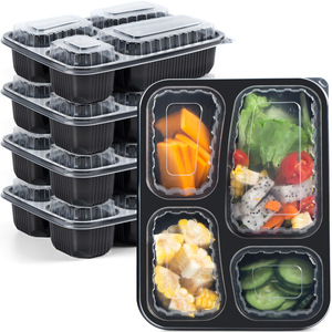 Boîte à lunch jetable en plastique PP de qualité alimentaire pour restaurant, 3 compartiments, conteneur alimentaire à emporter avec logo personnalisé - Product Image 5