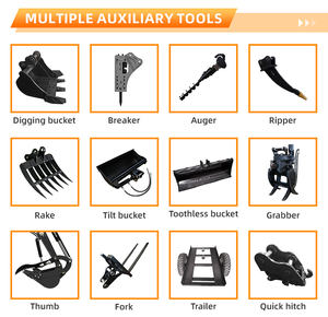 <span class=keywords><strong>Kit</strong></span> d'accessoires pour mini-excavatrice avec <span class=keywords><strong>godet</strong></span> étroit, déchiqueteur, <span class=keywords><strong>râteau</strong></span>, tarière, grappin, attache rapide, <span class=keywords><strong>godet</strong></span> de criblage - Product Image 2