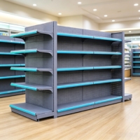Uitgebreid metaalrek systeem voor supermarkten, op maat gemaakte dubbelzijdige schappen