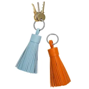 New Fashion Tassel Key Chain Women Cute Tassel KeyChain Bag Accessory PU Leather Tassels Car Key Ring Fringe silver finishing