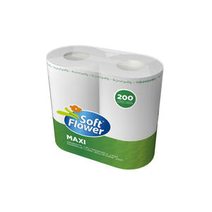 2 ROULEAUX DE SERVIETTES DE CUISINE SOFT FLOWER 200 FEUILLES - Product Image 1