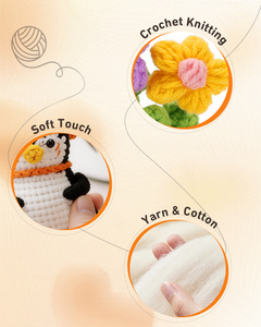 Handmade Crochet 3 Color Flower Potted Doll with 3*5cm Blank White Card Mini Knitted <b>Ornament</b>, Desktop Decor Gift, Support Custo - Product Image 3