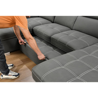 Canapé-lit trois places en tissu de style européen avec rangement et rembourrage en mousse, directement de l'usine, idéal pour centres commerciaux, hôtels, écoles et appartements