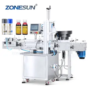 ZONESUN-Máquina taponadora automática de plástico con tapa de goma de mascar, prensa de botellas, con alimentador de tapa, de plástico, para tapar