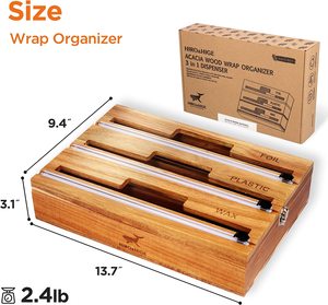 Dụng Cụ Sắp Xếp Bọc Giấy Bạc Và Nhựa Hộp Đựng Bọc Gỗ Keo Với Máy Cắt Hộp Sắp Xếp Ngăn Kéo Nhà Bếp Giấy Sáp Lá Nhôm - Product Image 2