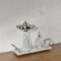 Ensemble de brûleurs d'encens de luxe en marbre blanc pour le Ramadan, brûleur de Bakhoor arabe avec plateau et poignée, décoration de table pour la maison, vente en gros sur mesure en usine