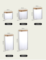 Frascos de Vidrio de Borosilicato Herméticos con Tapas de Bambú, Recipientes Apilables para Alimentos de Cocina, para Granos y Pasta