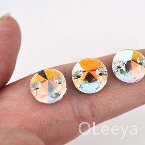 คริสตัลเย็บติด Oleeya รูปทรงกลม Rivoli สีสันสดใส ขนาด 8-18 มม. สำหรับตกแต่งเสื้อผ้า - Product Image 3