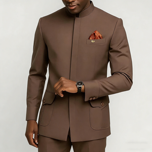 Completo Elegante da Uomo Blu Navy, Giacca e Pantaloni, Set Completo Monopetto con Risvolto, Abbigliamento Maschile di Lusso - Product Image 2