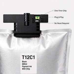 ถุงหมึก OCB T12C1 ใช้แทนของแท้ได้ ความจุ 860 มล. หมึกพิกเมนต์สีดำ ชิปเปลี่ยนได้ครั้งเดียว สำหรับ Epson WF-M5399 WF-M5899 - Product Image 2