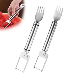 New Arrival Dual Head Stainless Steel 2-in-1 Fruit Cutter & Watermelon Fork Slicer Knife Home <b>Kitchen</b> <b>Gadget</b> - Product Image 4