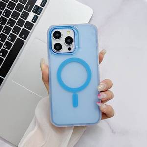 새로운 젤리 그라디언트 다채로운 3 in 1 아크릴 PC 마그네틱 무선 충전기 젖빛 피부 느낌 아이폰 14 15 16 프로 맥스 전화 케이스 - Product Image 5