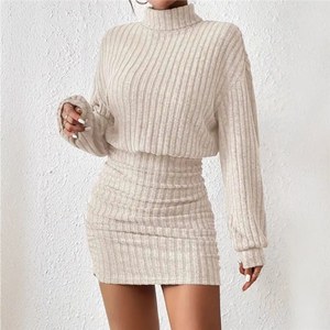 <span class=keywords><strong>Abito</strong></span> sexy in maglia <span class=keywords><strong>a</strong></span> righe <span class=keywords><strong>con</strong></span> collo alto e <span class=keywords><strong>maniche</strong></span> lunghe, stile europeo e americano, aderente sui fianchi, nuova collezione Autunno/Inverno 2026 - Product Image 1