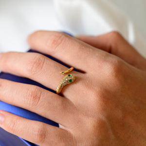 Cincin jari susun Zircon Boho dapat diatur buku jari ular emas Set Vintage Goth Serpentine cincin perhiasan untuk Partis Serpiente - Product Image 5