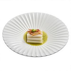 Tazón de Ensalada Irregular de Porcelana Ecológica Vintage, Platos de Postre Blancos Mate, Platos Creativos Brillantes para Frutas, para Hoteles y Restaurantes - Product Image 1