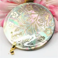 Pendentif en coquillage multicolore 50mm naturel ormeau Paua perle de mer DIY Fleur de Noël pour femmes filles fabrication de bijoux mode