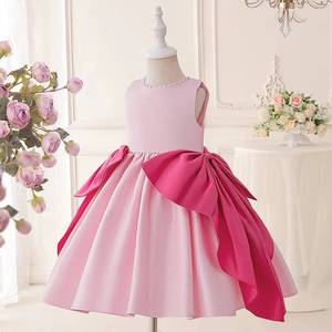 Robe de princesse élégante sans manches pour filles, avec grand nœud et tulle bouffant, idéale pour les fêtes d'anniversaire des enfants, les spectacles et les déguisements de scène - Product Image 1