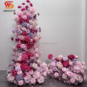Centro de Mesa Floral Colorido y Elegante, Arco Artificial de Flores, Camino de Mesa Largo de Flores Rosadas - Product Image 2