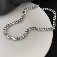 Collier chaîne cubaine en acier inoxydable style rappeur, hip-hop streetwear, fermoir boîte poli, bijou unisexe, cadeau