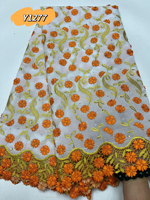 Kain Brokat Bunga 3D Berhias Manik-Manik Berkualitas Tinggi, Tulle Swiss Cotton Lace untuk Gaun Pengantin, Gaya Vintage, Pembuatan Gaun