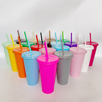 Gobelet en plastique JUNVOY de 16 oz avec paille et couvercle, personnalisable avec logo, réutilisable en PP, pour cadeaux promotionnels et fêtes